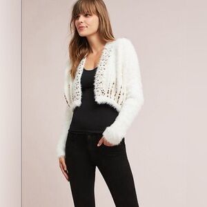 Anthropologie Knitted Knotted crop sequin cardigan